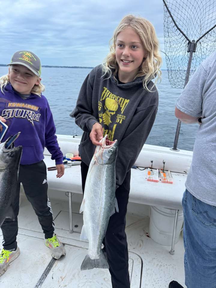 Lake Michigan fishing catch aboard Next Gen Charters in Kewaunee, Wisconsin